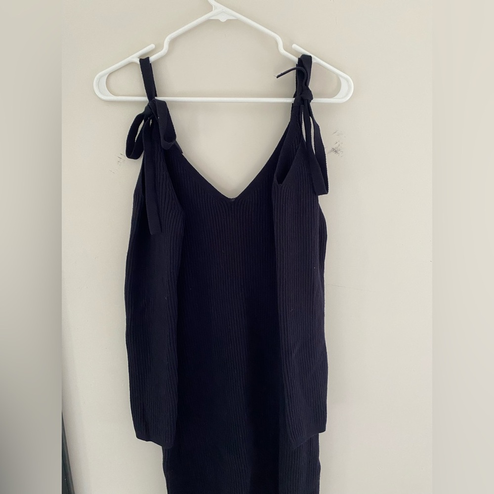 Club Monaco Navy off shoulder longsleeve sweater dress